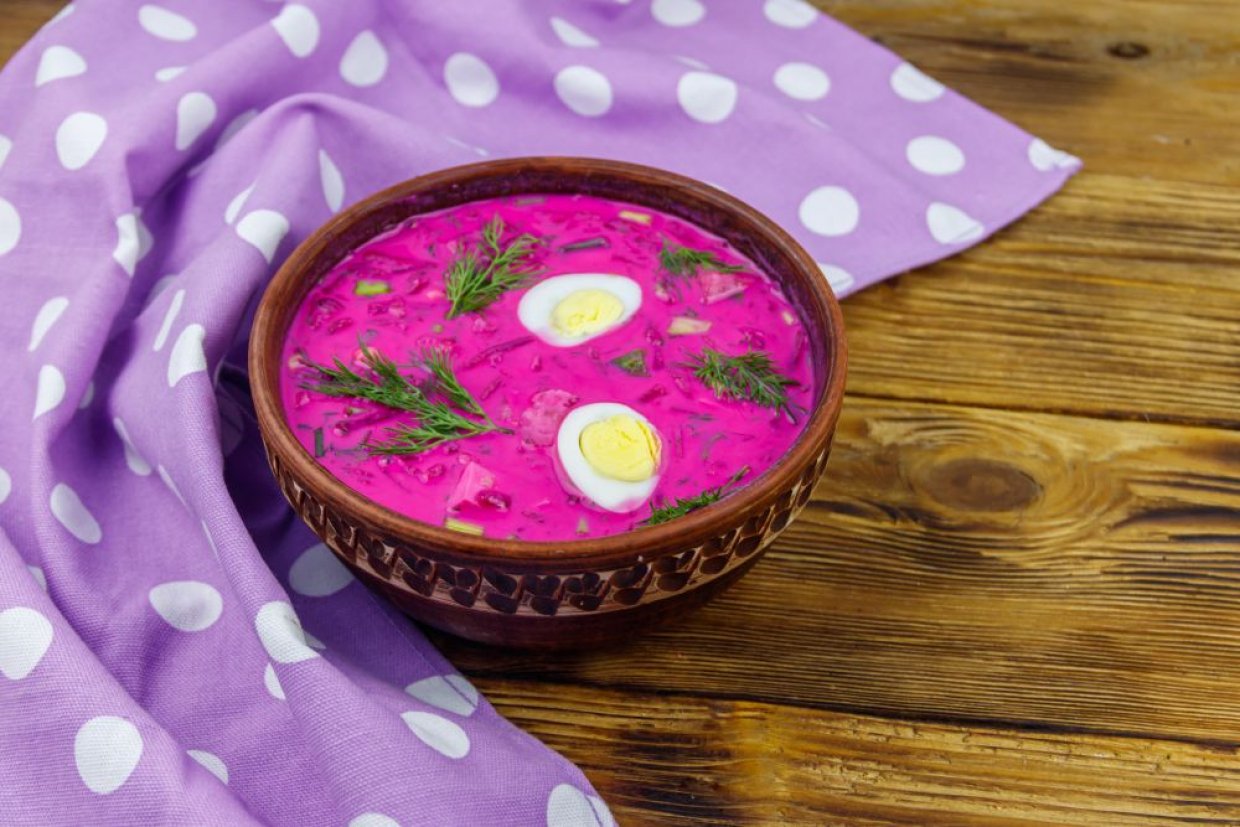 Холодный борщ с курицей