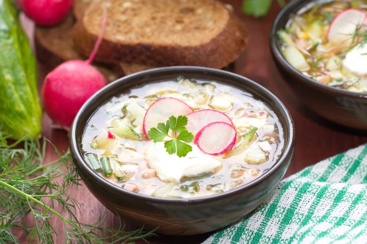 Окрошка зі стручковою квасолею