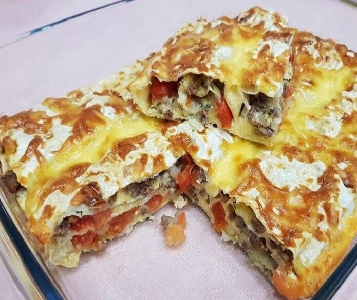 Мясной пирог из лаваша