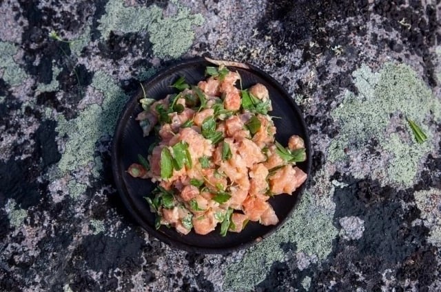 Маринованная форель и кумжа с диким щавелем
