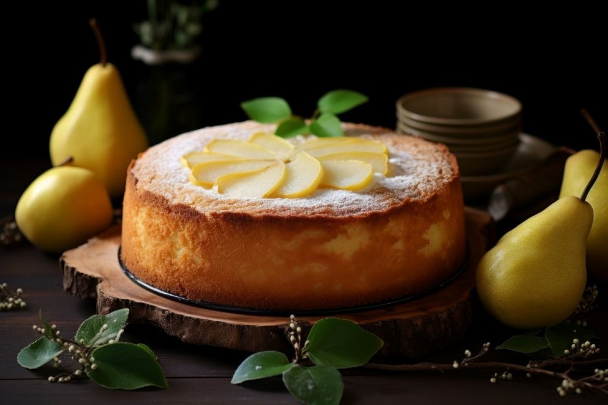 Шарлотка с грушами и творогом в духовке