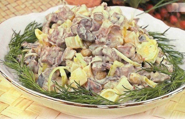 Салат м’ясний з грибами