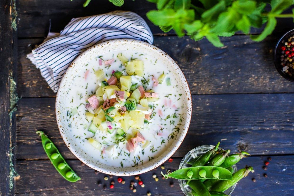 Окрошка на курячому бульйоні