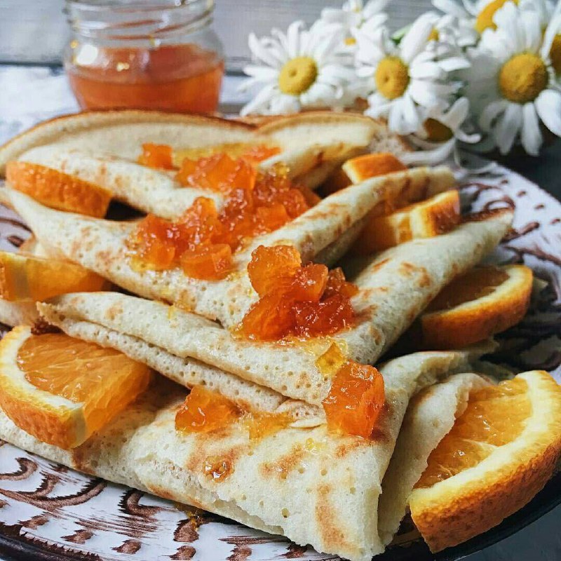 Рисові млинці з апельсиновим джемом