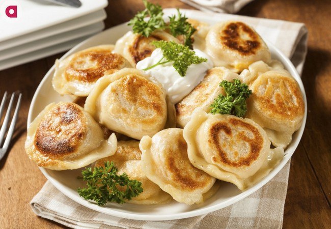 Смажені пельмені з цибулею