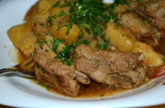 Копченые ребрышки с картошкой