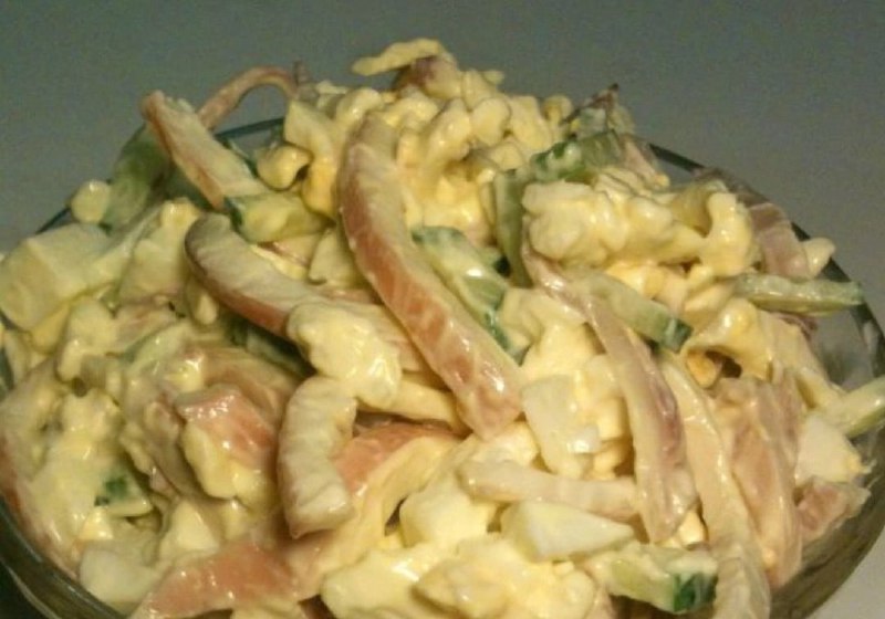 Кальмары с сыром и чесноком