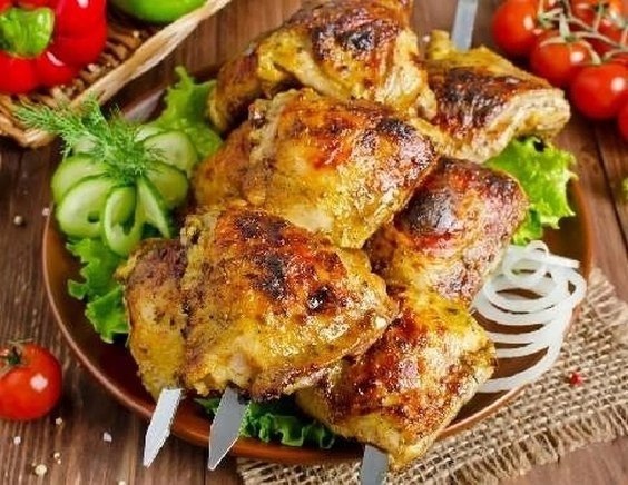 Шашлик з курячих стегенець у майонезі
