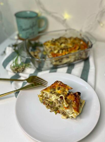 Грибная лазанья с овощами