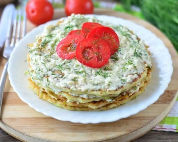 Кабачковий торт з вершковим сиром та фореллю